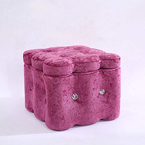 LMHAUSS Europäischer Ottoman-Hocker aus Holz, quadratischer Aufbewahrungsfußhocker, hoch 29 cm, Rosa, für Wohnzimmer, Schlafzimmer, Arbeitszimmer, kleine Bank Vigorous von LMHAUSS