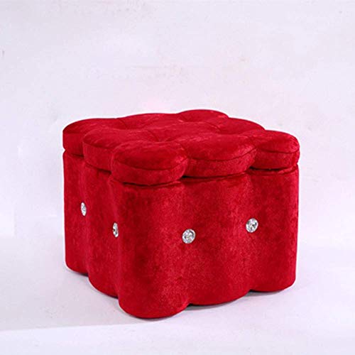 LMHAUSS Ottoman-Pouff-Fußhocker aus Holz im europäischen Stil mit Stauraum, roter quadratischer Fußhocker für Wohnzimmer, Schlafzimmer, Arbeitszimmer, kleine Bank, 29 cm hoch Vigorous von LMHAUSS