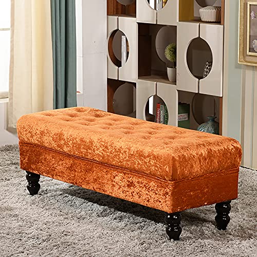 LMHAUSS Ottoman Premium Crystal Button Velvet gepolsterter Schuhwechselhocker mit Stauraum-Fußstütze – Fuchsia 100 x 45 x 45 cm für Wohnzimmer Vigorous von LMHAUSS