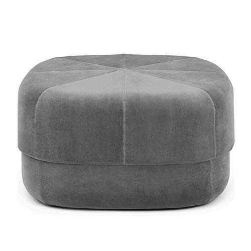 LMHAUSS Runder Ottoman-Fußhocker aus Samt für Wohnzimmer und Schlafzimmer, dunkelgrau, 26 x 26 x 14 Zoll Vigorous von LMHAUSS