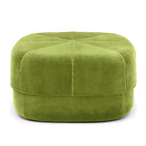 LMHAUSS Runder Ottoman-Hocker aus Samt für Wohnzimmer und Schlafzimmer, olivgrün, 66 x 66 x 35 cm, gepolsterte Fußhocker-Ablage, zusätzlicher Sitz, weich, ideal für Couchtisch Vigorous von LMHAUSS