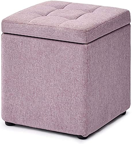 LMHAUSS Stoffgepolsterter Ottoman-Fußhocker mit Stauraum, Hellviolett, 30,5 cm, quadratisch, kleine Fußstütze für Wohnzimmer, Schlafsaal, platzsparender dekorativer Hocker Vigorous von LMHAUSS