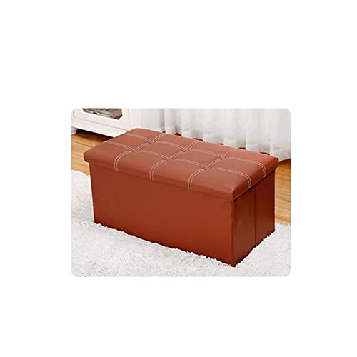 LMHAUSS Zusammenklappbare Ottoman-Bank-Aufbewahrungsbox mit Deckel, Leder-Fußhocker, Sitz, Spielzeug-Aufbewahrungsbox, wasserabweisend, Braun (76 x 38 x 38 cm) Vigorous von LMHAUSS