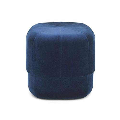 Runder Ottoman-Hocker aus Samt, Marineblau, 40,6 x 40,6 x 45,7 cm, weich gepolsterte Fußhocker-Ablage für Wohnzimmer, Schlafzimmer, zusätzlicher Sitz, Couchtisch, ideal für die Inneneinrichtung von LMHAUSS