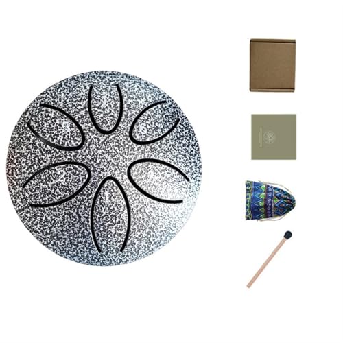 LMTYJZRY 3 Zoll 6 Tone Regentrommel für Garten，Steel Tongue Drum，Chakra-Trommel，wasserdichte Trommel-Regenglocke，Handtrommel Meditation Zubehör für Draußen enthalten Partitur,Stoffbeutel(Silver) von LMTYJZRY