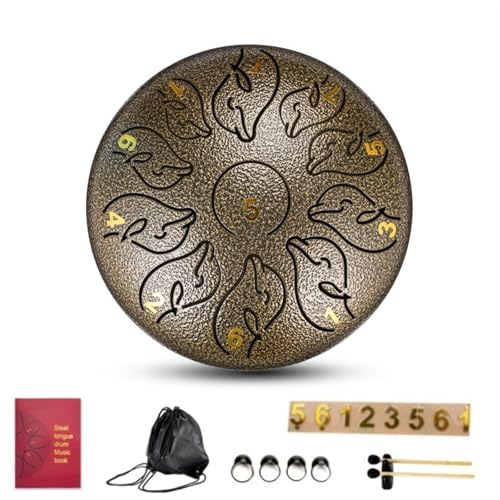 LMTYJZRY Rain Drum Outdoor,6 Zoll 11 Tone Regentrommel für Garten Chakra-Trommel Steel Tongue Drum Chakra-Regentrommel Chakra Drum Regen Steel Tongue Drum(Bronze) von LMTYJZRY