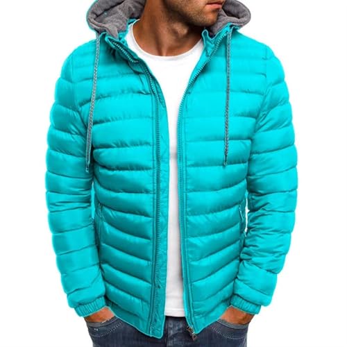 LMTYJZRY Winterjacke Herren Daunenjacke mit Kapuze Warm Jacke Leichte Steppjacke Winter Herren-Jacken Bequeme Kapuzenjacke Casual Outdoorjacke Bequeme Casual Puffer Jacket(Blue,XXXL) von LMTYJZRY