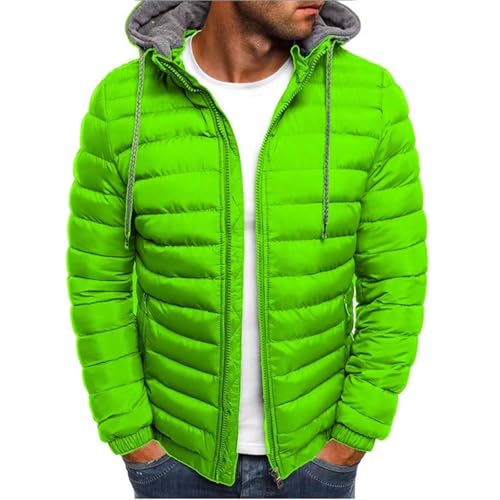 LMTYJZRY Winterjacke Herren Daunenjacke mit Kapuze Warm Jacke Leichte Steppjacke Winter Herren-Jacken Bequeme Kapuzenjacke Casual Outdoorjacke Bequeme Casual Puffer Jacket(Green,M) von LMTYJZRY