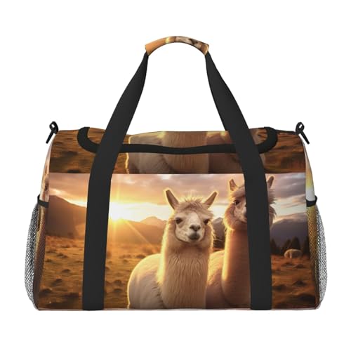 Alpaka Llama2 Handgepäck für Damen und Herren, Schultertasche, Wochenendtasche, Crossbody-Tasche für Yoga, Reisen, ein Muss, Schwarz, Einheitsgröße von LNNIUK