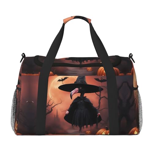 Halloween-Flamingo-Hexenhut, Handgepäck für Damen und Herren, Schultertasche, Wochenendtasche, Crossbody-Tasche für Yoga, Reisen, ein Muss, Schwarz, Einheitsgröße von LNNIUK