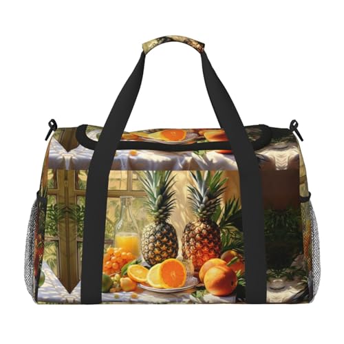 Handgepäck mit Ananas-Aufdruck, für Damen und Herren, Schultertasche, Wochenendtasche, Crossbody-Tasche für Yoga, Reisen, ein Muss, Schwarz, Einheitsgröße von LNNIUK