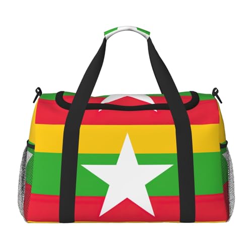 Handgepäck mit Flagge von Myanmar, für Damen und Herren, Schultertasche, Wochenendtasche, Crossbody-Tasche für Yoga, Reisen, ein Muss, Schwarz, Einheitsgröße von LNNIUK