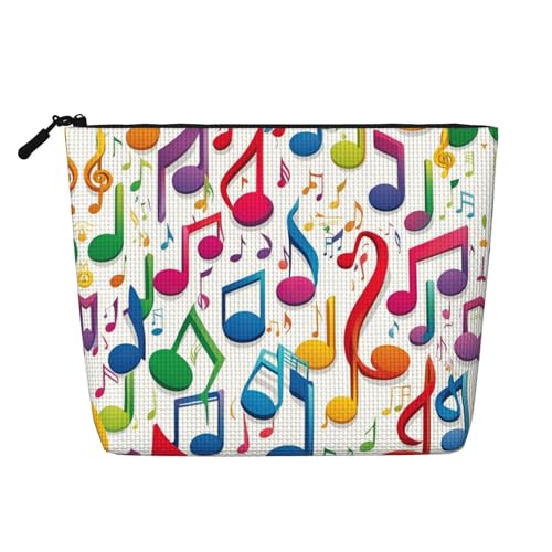 LNNIUK Bunte Make-up-Tasche mit Musiknoten, 1 Aufdruck, für Geldbörse, Reißverschluss, Kosmetiktasche, große Reise-Make-up-Organizer, Schwarz, Einheitsgröße von LNNIUK