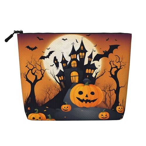 LNNIUK Happy-halloween-vector Make-up-Tasche für Geldbörse, Reißverschluss, Kosmetiktasche, groß, Reise-Make-up-Organizer, 1 Stück, Schwarz, Einheitsgröße von LNNIUK