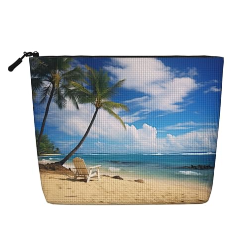 LNNIUK Make-up-Tasche mit Aufschrift "Hello Hawaii Print" für Geldbörse, Reißverschluss, Kosmetiktasche, groß, Reise-Make-up-Organizer aus Segeltuch, Schwarz, Einheitsgröße von LNNIUK