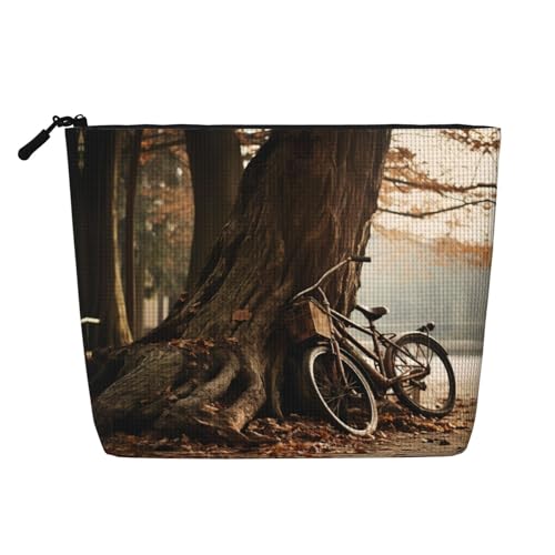 LNNIUK Make-up-Tasche mit Herbst-Baum-Aufdruck, für Geldbörse, Reißverschluss, Kosmetiktasche, groß, Reise-Make-up-Organizer aus Segeltuch, Schwarz, Einheitsgröße von LNNIUK