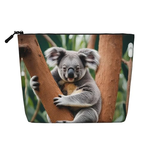 LNNIUK Make-up-Tasche mit Koala-Druck, mit Reißverschluss, groß, Reise-Organizer aus Segeltuch, Schwarz, Einheitsgröße von LNNIUK