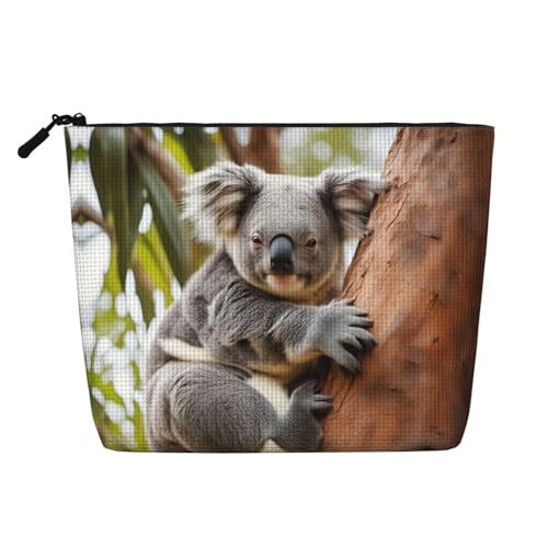 LNNIUK Make-up-Tasche mit Motiv "Hugging Tree Koala" für Geldbörse, Reißverschluss, Kosmetiktasche, groß, Reise-Make-up-Organizer aus Segeltuch, Schwarz, Einheitsgröße von LNNIUK