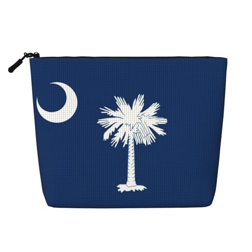 LNNIUK Make-up-Tasche mit South Carolina-Flaggen-Druck, Geldbörse, Reißverschluss, Kosmetiktasche, groß, Reise-Make-up-Organizer aus Segeltuch, Schwarz, Einheitsgröße von LNNIUK