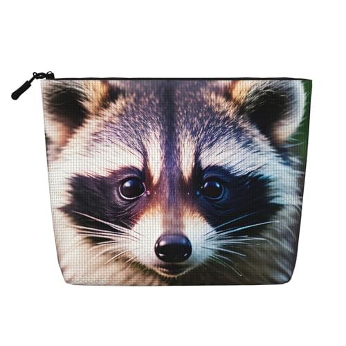 Little Raccoon Face Make-up-Tasche für Geldbörse, Reißverschluss, Kosmetiktasche, groß, Reise-Make-up-Organizer aus Segeltuch, Schwarz, Einheitsgröße von LNNIUK