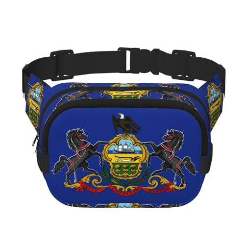 Pennsylvania Gürteltasche mit Staatsflaggen-Druck, modische Gürteltasche für Damen, Crossbody-Tasche für Reisen, Laufen, Schwarz, Einheitsgröße von LNNIUK