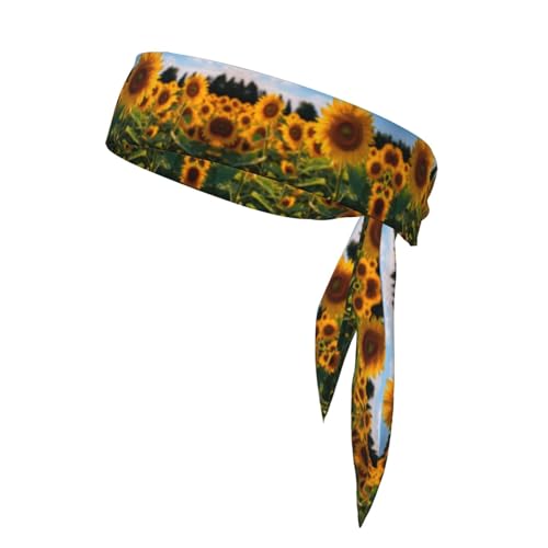 Sport-Stirnband mit Sonnenblumen-Garten-Druck, athletische Schweißbänder, elastische Haarbänder, für Basketball, Laufen von LNNIUK