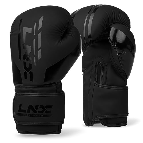 LNX Boxhandschuhe Challenge 8 10 12 14 16 Oz - Männer, Frauen, Kids Kickboxen Boxen Muay Thai MMA Kampfsport UVM (ultimatte Black (003), 10 Oz) von LNX