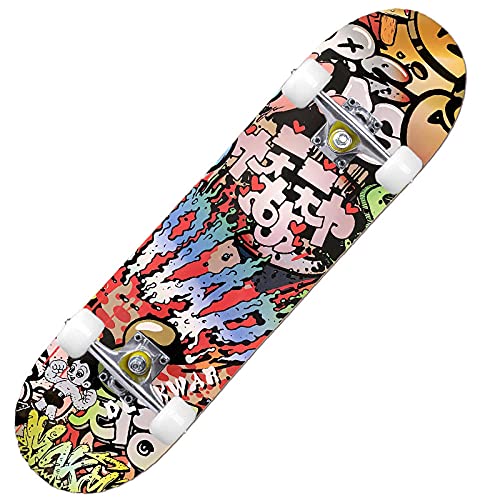 Skateboard Errötender Rosa Anime Skateboard Kinder ab 8 Jahre 80x20cm 7-Lagigem Ahornholz Longboard Double Kick Komplett für Anfänger Jungen Mädchen Erwachsene Profi Penny Board von LNXSESN