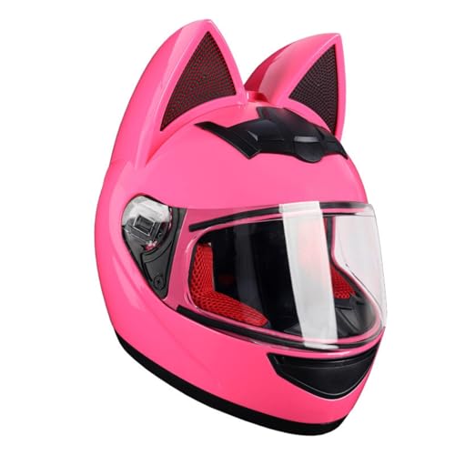 Integralhelme for Motorradfahrer, ECE-zertifizierter Katzenohrhelm, Cooler Integralhelm for Motorradfahrer Mit Sonnenblende for Motocross-Rennen(G,M=54~56CM) von LOCCHEN