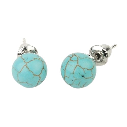 LODMLOER 8 Mm Naturstein-Ohrstecker – Runde Kristallquarz-Kugelperlen, Silberfarben, Einfache Ohrnägel, Modischer Ohrschmuck Für Frauen Und Mädchen, Türkis LODMLOER 8 Mm Naturstein-Ohrstecker – Runde Kristallquarz-Kugelperlen, Silberfarben, Einfache Ohrnägel, Modischer Ohrschmuck Für Frauen Und Mädchen, Türkis von LODMLOER