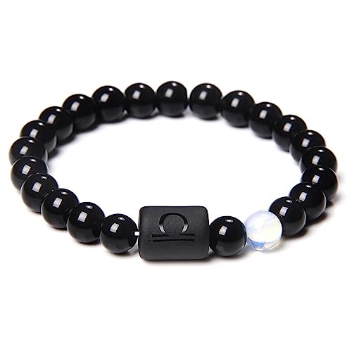 LODMLOER Waage 12 Sternbild Sternzeichen Perlenarmband – Paar-Armband, Natürlicher Schwarzer Onyx-Stein, Elastisches Charm-Armband Für Damen Und Herren, Geburtstagsgeschenk, Waage LODMLOER Waage 12 Sternbild Sternzeichen Perlenarmband – Paar-Armband, Natürlicher Schwarzer Onyx-Stein, Elastisches Charm-Armband Für Damen Und Herren, Geburtstagsgeschenk, Waage von LODMLOER
