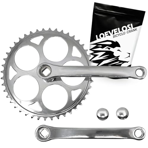 LOEVELOSI 1-Fach Fahrrad Kurbel verstärkter Stahl Crank Set Silber mit 46 Zähnen Vierkant Kurbelgarnitur 170 mm Kurbelarm für Retro & Vintage Bikes SingleSpeed Fixed Gear Fahrrad LOEVELOSI 1-Fach Fahrrad Kurbel verstärkter Stahl Crank Set Silber mit 46 Zähnen Vierkant Kurbelgarnitur 170 mm Kurbelarm für Retro & Vintage Bikes SingleSpeed Fixed Gear Fahrrad von LOEVELOSI