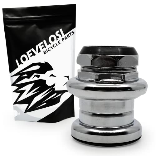 LOEVELOSI Fahrrad Steuersatz 1-1/8 Zoll Chrom Rennrad Gewinde Lagersatz Retro Steuerkopf Lager 1 1/8" Silber Bicycle Headset von LOEVELOSI