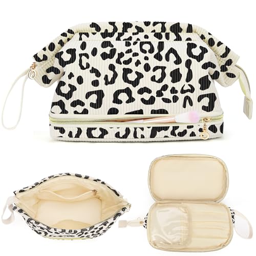 Reise Makeup Tasche, Gesteppte Kosmetiktasche aus Baumwolle, Große Doppellagige Make-up-Tasche für Frauen, Süße, Florale, Weit Geöffnete Make-up-Tasche als Geschenk für Mädchen Reise Makeup Tasche, Gesteppte Kosmetiktasche aus Baumwolle, Große Doppellagige Make-up-Tasche für Frauen, Süße, Florale, Weit Geöffnete Make-up-Tasche als Geschenk für Mädchen von LOKASS