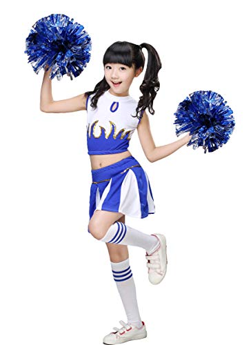 LOLANTA Mädchen Cheerleader Kostüm Schulkind Cheer Kostüm Outfit Karneval Kostüm(blau,116-122,Etikettengröße 120) von LOLANTA