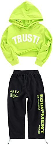 LOLANTA Mädchen Hip Hop Kleidung, Street Dance Outfit, Hoodie, Joggerhose Kinder Trainingsanzug Set, Grün, 10-11 Jahre, 150 LOLANTA Mädchen Hip Hop Kleidung, Street Dance Outfit, Hoodie, Joggerhose Kinder Trainingsanzug Set, Grün, 10-11 Jahre, 150 von LOLANTA