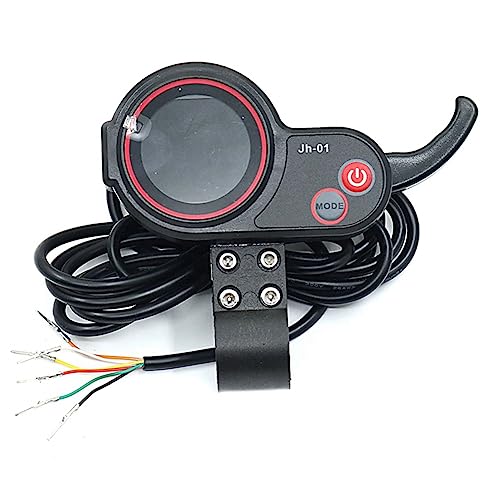 LOLPALONE 1 x LED-Display mit Beschleuniger zur Anzeige von Geschwindigkeit und Kilometerstand Elektro-Scooter -01 Langzeitmessgerät, 36/48 V, schwarz von LOLPALONE