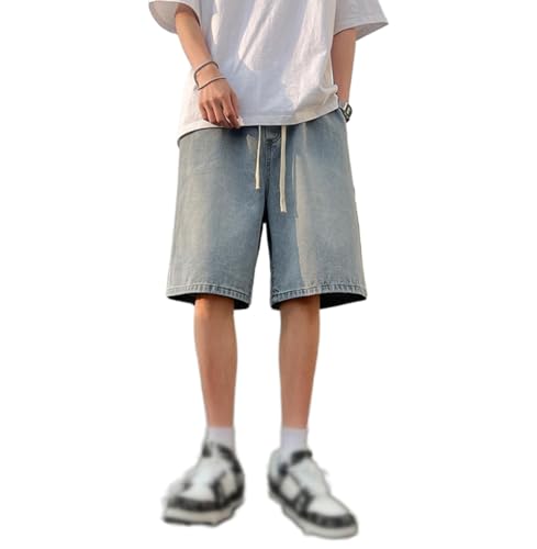 LOMATO Herren Denim Shorts Distressed Washed Skinny Short Jeans Sommer Basic Casual Hosen Hip Hop Street Short Hosen,blau,2XL von LOMATO