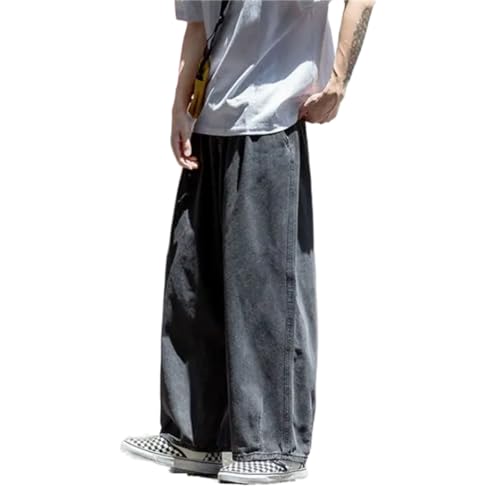LOMATO Men Jeans Wide Leg Denim Cargo Jeans Pants Loose Straight Baggy Men Jeans Hip Hop Streetwear Skateboard Neutral Jeans Pants,Black,XL von LOMATO