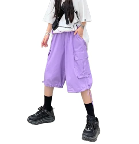LOMATO Streetwear Harajuku Overs IZE Bf Cargo-Shorts Hip Hop Mode Hohe Taille Frauen Große Taschen Casual Shorts Sommer Lose Shorts,Lavendel,L von LOMATO