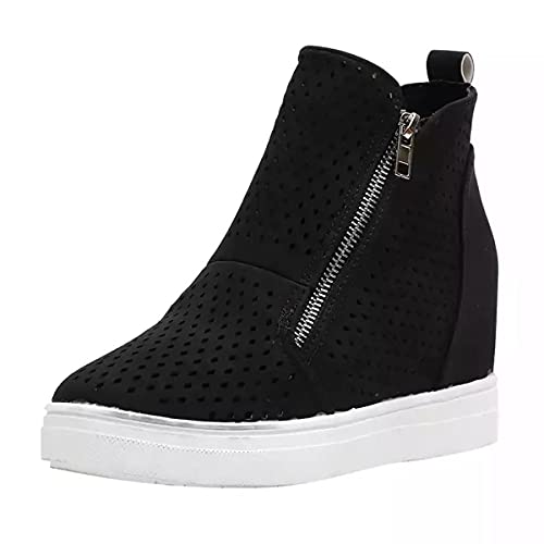 LONG-M Wedge Sneakers Für Frauen Versteckte Wedges Seitlicher Reißverschluss Wildleder Platform Ankle Booties Casual High Top Sneaker,Schwarz,38 LONG-M Wedge Sneakers Für Frauen Versteckte Wedges Seitlicher Reißverschluss Wildleder Platform Ankle Booties Casual High Top Sneaker,Schwarz,38 von LONG-M