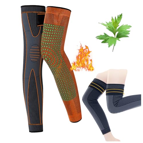 LONGTO Aicao Knieschutz für warme Knie, selbsterwärmende Kniemanschette, Kompressions-Kniebandage, Aicao Kniebandage-Heizwärmer (XXL,Orange) von LONGTO