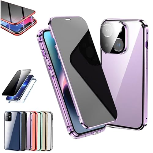 LONGTO Criteriont Phone Privacy Case, Criterion Phone Case mit Sichtschutz-Displayschutz, Anti-Peeping-Privacy-Magnethülle für iPhone, 360-Grad-Vollbildabdeckung (11promax,Purple) von LONGTO