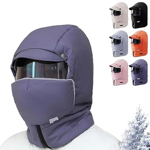 LONGTO Joyhnny Polar Defender, Fanyil Polardefender, Sherum Polardefender, Joyhnny Polardefender, Johnny Polar Defender, Vollflächige Outdoor-Reitmaske mit Brille, Thermo-Wintermaske (Darkgrey) von LONGTO