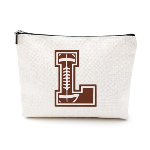 LONGXIN Sportzubehör Initiale A-Z, personalisierte Make-up-Tasche, Monogramm-Kosmetiktasche, Kulturbeutel, Geschenke für Frauen, Mädchen, Freunde, Trainer, Spieler, Team, fußball, 7*9in, Größe L: von LONGXIN