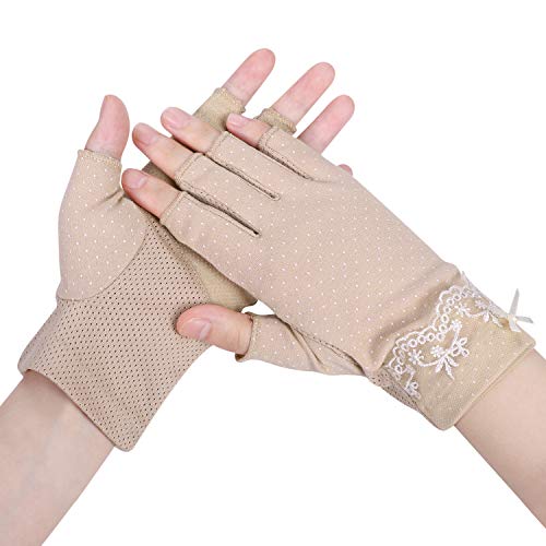 Fahrradhandschuhe Damen Halbfinger Handschuhe Baumwolle Atmungsaktive Fingerlose Handschuhe rutschfeste Radhandschuhe Sonnenschutz Damenhandschuhe Fingerhandschuhe für Outdoor Autofahren Radfahren Fahrradhandschuhe Damen Halbfinger Handschuhe Baumwolle Atmungsaktive Fingerlose Handschuhe rutschfeste Radhandschuhe Sonnenschutz Damenhandschuhe Fingerhandschuhe für Outdoor Autofahren Radfahren von LONTG
