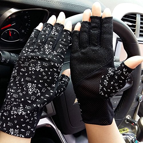 Fahrradhandschuhe Damen Halbfinger Handschuhe Baumwolle Atmungsaktive Fingerlose Handschuhe rutschfeste Radhandschuhe Sonnenschutz Damenhandschuhe Fingerhandschuhe für Outdoor Autofahren Radfahren Fahrradhandschuhe Damen Halbfinger Handschuhe Baumwolle Atmungsaktive Fingerlose Handschuhe rutschfeste Radhandschuhe Sonnenschutz Damenhandschuhe Fingerhandschuhe für Outdoor Autofahren Radfahren von LONTG