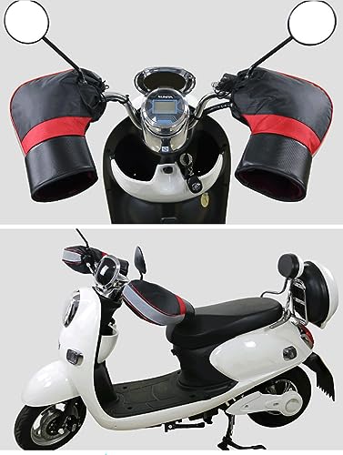 Motorrad Lenkerhandschuhe Roller Scooter Fahrrad Lenkerstulpen Plüschfutter Lenkermuffen Wasserdicht Handwärmer Winddicht Motorradlenker Handschuhe Stulpen Winter Warme Lenker Handschuhe Griffmuffen von LONTG