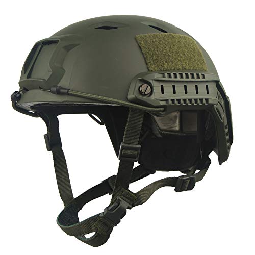 LOOGU Airsoft Helm Fast BJ Militärhelm Ops Core Helm mit Kopftuch Taktischer Schutzhelm für Paintball Freizeit Outdoor Tactical Jagd Top Grün Helmet von LOOGU