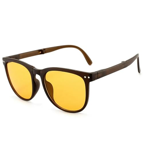 LOPMIU Sonnenbrille Herren Faltbare Leichte Mode Sonnenschild Sonnenbrille Rund Gläser Aufbewahrungstasche-rauben von LOPMIU